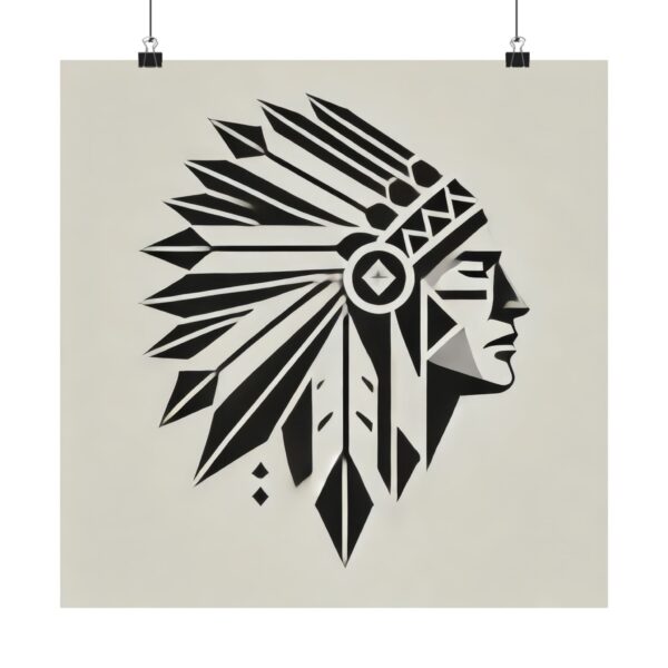 Abstract Minimalist Indian Motocycle Company Logo Chief Reimagined Matte Vertical Posters, Wall Art, Home Decor, Motorcycle Art, Vintage