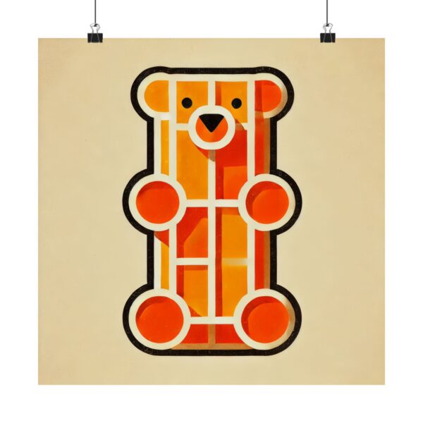 Gummy Bear - Orange Bauhaus Abstract Minimalist Wall Art Poster Geometric Colorful