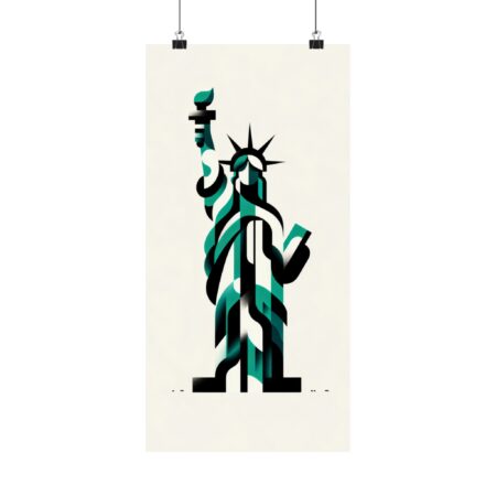 Poster, Statue of Liberty Abstract Minimalist Cubist Bauhaus architecture New York City, Matte Vertical Print Wall Art Decor, Home Office
