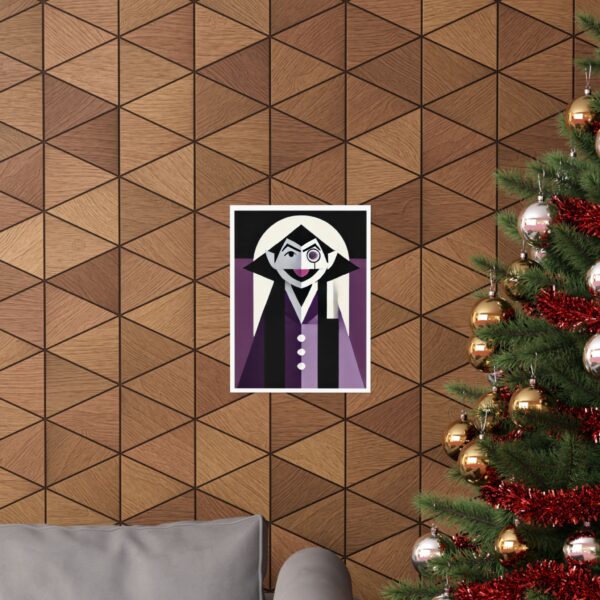Sesame Street Abstract Poster, Geometric Bauhaus Wall Art, Matte Vertical Print, Minimalist Decor, Count von Count Nursery, Kid's Room, - Image 4