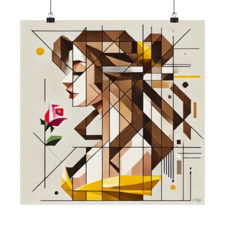 Belle Disney Princess Inspired Geometric Abstract Wall Art Poster, Minimalist Print, Matte Vertical Decor Print Gift, Beauty and the Beast