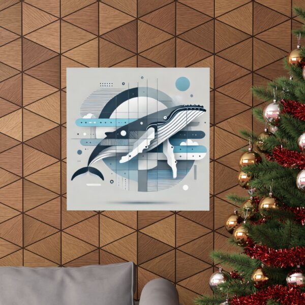 Whale Abstract Poster, Minimalist Art Print, Blue Bauhaus Cubism Vertical Decor, Matte Wall Art - Image 8