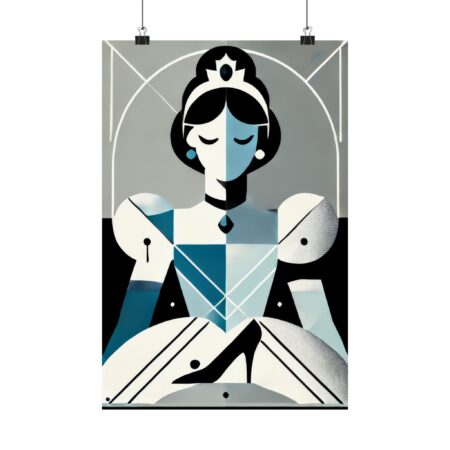 Bauhaus Abstract Wall Poster, Cinderella Disney Princess Geometric Art Print - Minimalist Decor, Matte Vertical Posters, Nursery Room Decor,