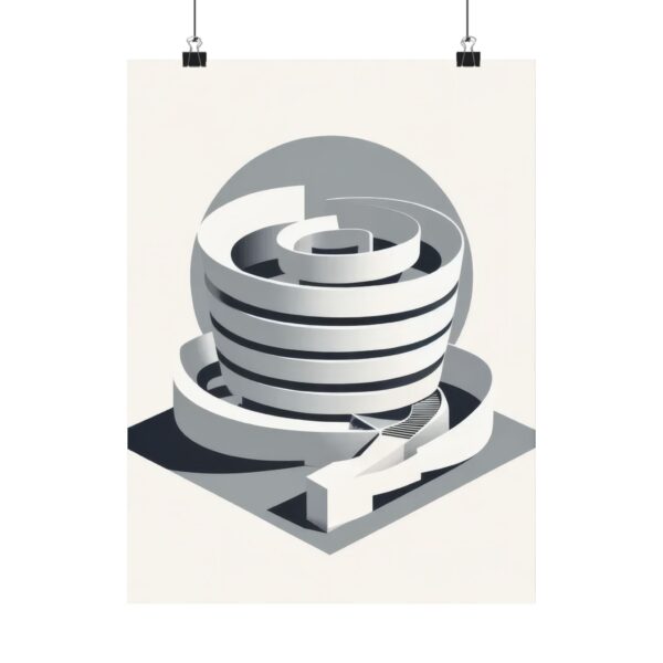 The Guggenheim Museum Architecture Abstract Minimalist Wall Art Poster Geometric Bauhaus Colorful Matte Vertical Posters