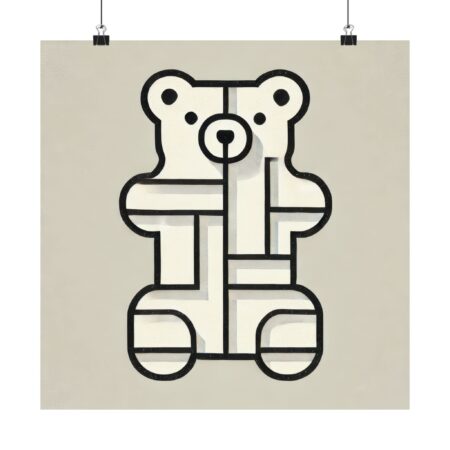 Gummy Bear - White Gummy Bear Bauhaus Abstract Minimalist Wall Art Poster Geometric Colorful