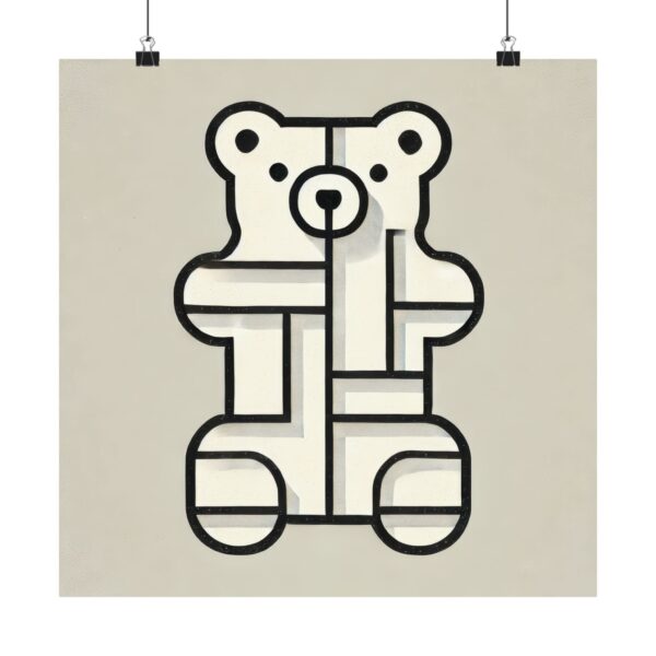 Gummy Bear - White Gummy Bear Bauhaus Abstract Minimalist Wall Art Poster Geometric Colorful