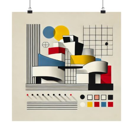 Minimalist Architecture Wall Art Poster, Guggenheim Museum Geometric, Matte Vertical Posters, Bauhaus Decor, Abstract Art Prints for Home