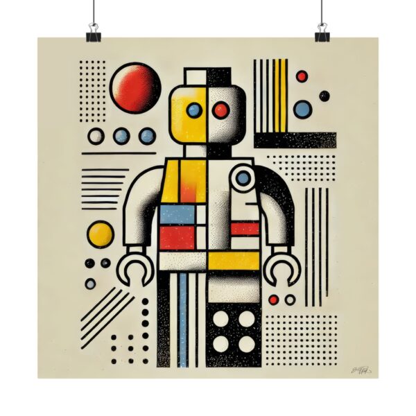 Geometric Lego Man Bauhaus Poster, Abstract Minimalist Wall Art, Cubist Matte Vertical Print, Modern Home Decor, Kids Room Decoration,