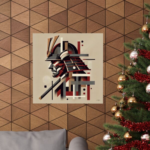 Samurai Warrior Abstract Poster, Geometric Wall Art, Japan Minimalist Print, Bauhaus Cubism Decor, Matte Vertical Art Print, Warrior Poster - Image 12