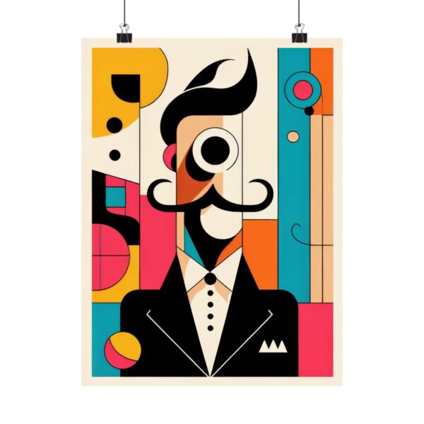 Abstract Salvador Dali Self Portrait Poster, Bauhaus Wall Art Print, Minimalist Geometric Surrealism Decor, Matte Vertical Artwork,Colorful