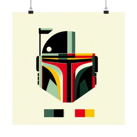 Boba Fett Helmet Poster, Minimalist Star Wars Art Print, Bauhaus, Matte Vertical Wall Decor, Fan Art Gift, Abstract Galactic Empire Decor