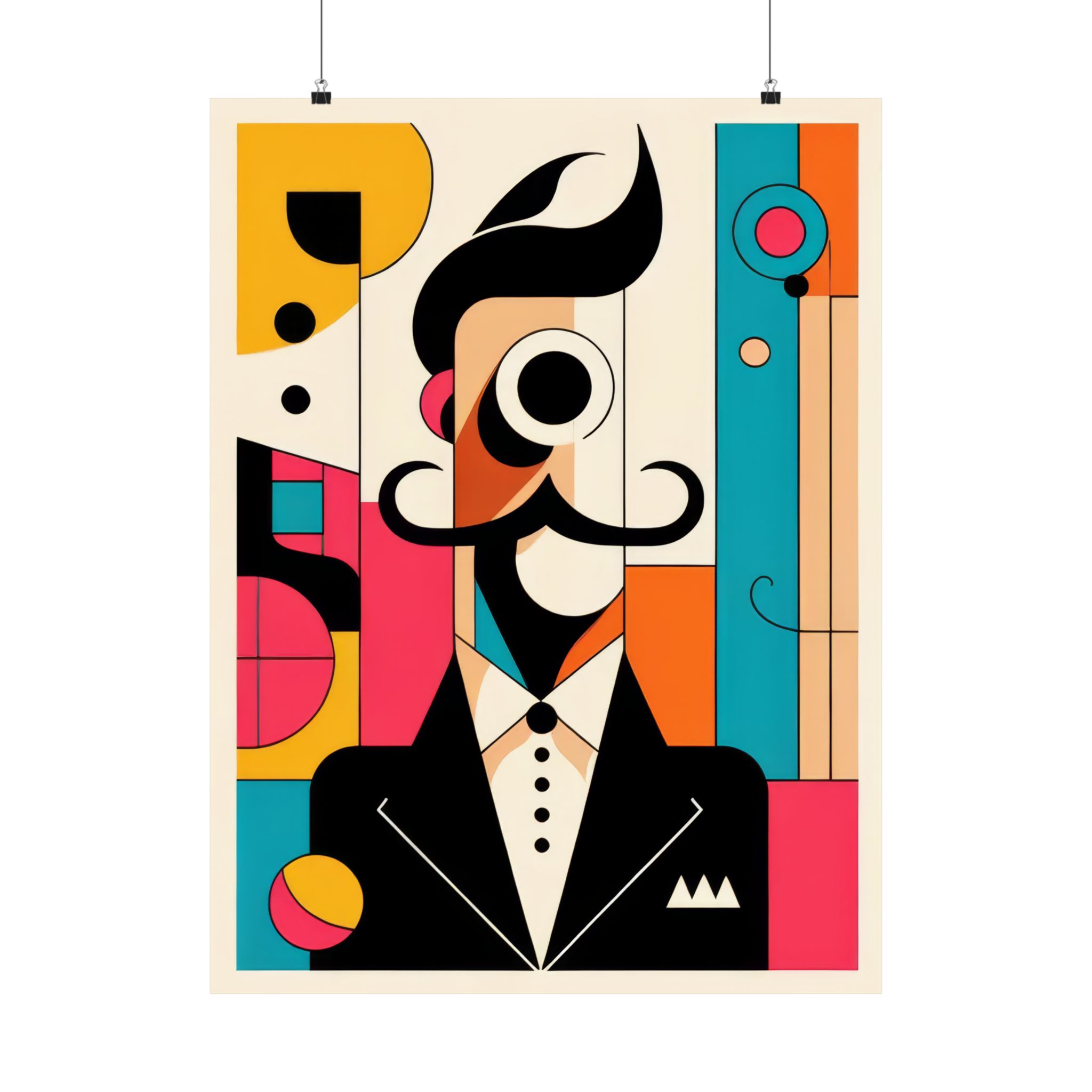 Abstract Salvador Dali Self Portrait Poster, Bauhaus Wall Art Print, Minimalist Geometric Surrealism Decor, Matte Vertical Artwork,Colorful - Image 9