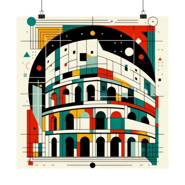 The Colloseum Abstract Minimalist Wall Art Architecture Bauhaus Colorful
