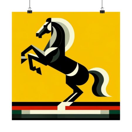 Car Wall Poster, Ferrari Logo Reimagined Matte Vertical Art Minimalist Abstract, Automotive Decor Print, Racing Fan Gift, Office Wall Art,