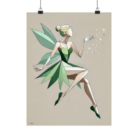 Tinkerbell Poster, Disney Wall Art, Abstract Print, Minimalist Art, Geometric Decor, Vertical Print, Matte Poster, Peter Pan Art, Cubism