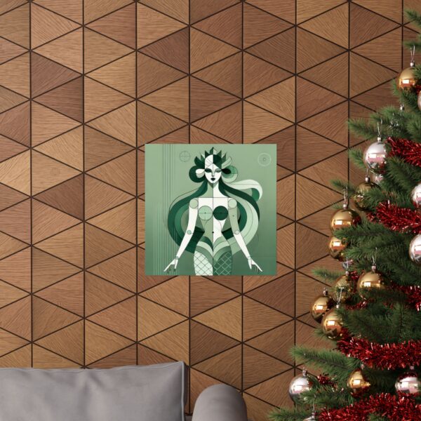 Mermaid Reimagined Matte Vertical Poster, Abstract Minimalist Art Deco Cubism Wall Art, Starbucks Logo reimagined Inspired Print Poster - Image 4
