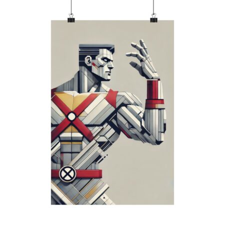 Colossus Bauhaus Abstract Brutalism Vertical Poster, X-Men Comic Book Art Print, Matte Wall Decor, Minimalist Constructivism Print,
