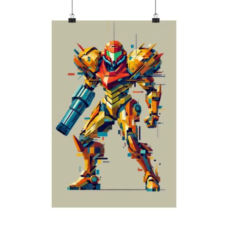 Samus Arun Metroid Cubism Abstract Minimalist Wall Art Poster Geometric Gaming