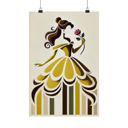 Matte Vertical Posters, Disney Princess Belle Abstract Art Print, Beauty and the Beast Minimalist Wall Decor, Bauhaus Cubist Poster, Home