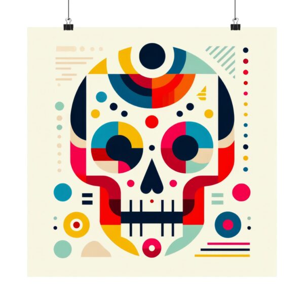 Sugar Skull Momento Mori Abstract Minimalist Wall Art Poster Colorful