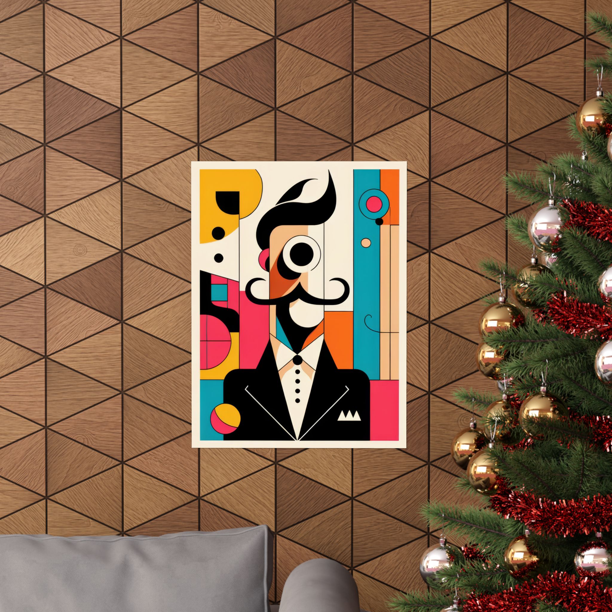 Abstract Salvador Dali Self Portrait Poster, Bauhaus Wall Art Print, Minimalist Geometric Surrealism Decor, Matte Vertical Artwork,Colorful - Image 8