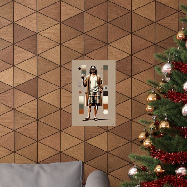 The Dude Abstract Minimalist Poster, Geometric Wall Art, Vertical Art Print, Bauhaus Design The Big Lebowski Gift, White Russian Movie Decor - Image 4