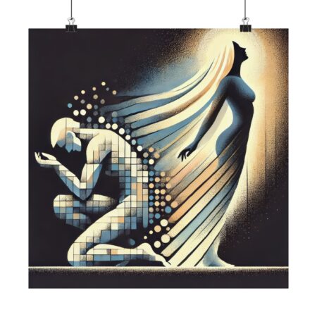 Geometric Abstract Minimalist Wall Art Poster, Matte Vertical Posters, Loss Grief Mourning Cubist Bauhaus, Home Decor, Room Decoration, Gift