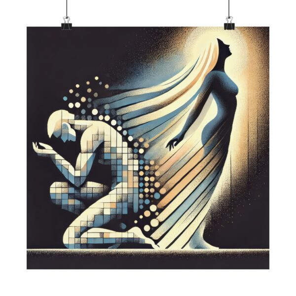 Geometric Abstract Minimalist Wall Art Poster, Matte Vertical Posters, Loss Grief Mourning Cubist Bauhaus, Home Decor, Room Decoration, Gift