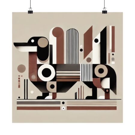 Miniature Mini Dachshund Sausage Dog Abstract Minimalist Wall Art Poster Geometric Bauhaus, Matte Poster, Home Decor, Dog Lover Gift,
