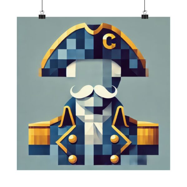 Cap'n Horatio Magellan Crunch Matte Horizontal Poster, Retro Wall Art, Minimalist, Americana, Nostalgia, Vintage Character Print Cubism