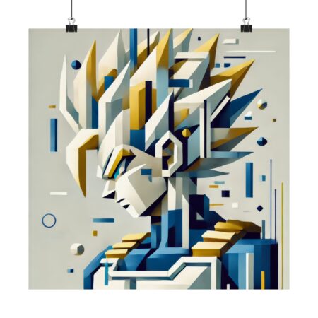 Cubist Vegeta Dragon Ball Z Poster, Wall Art Decor Print, Matte Vertical Artwork, Anime Manga Fan Gift, Home Bedroom Office Decor, 12x18