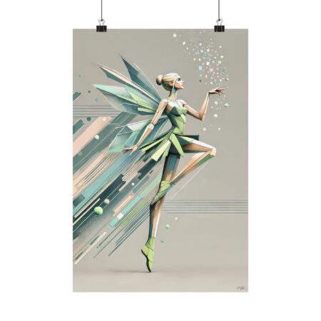 Tinkerbell Poster, Disney Wall Art, Abstract Print, Minimalist Art, Geometric Decor, Vertical Print, Matte Poster, Peter Pan Art, Cubism
