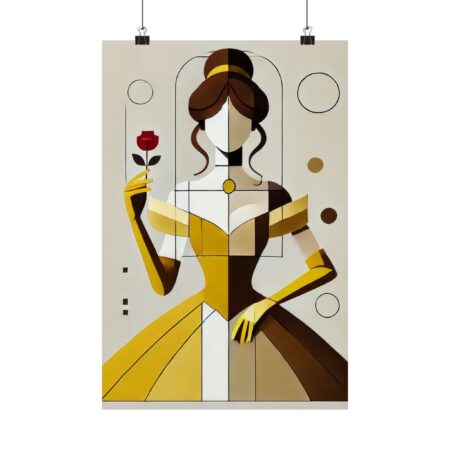 Belle Beauty and The Beast Disney Princess Abstract Minimalist Bauhaus Art Wall Poster Geometric