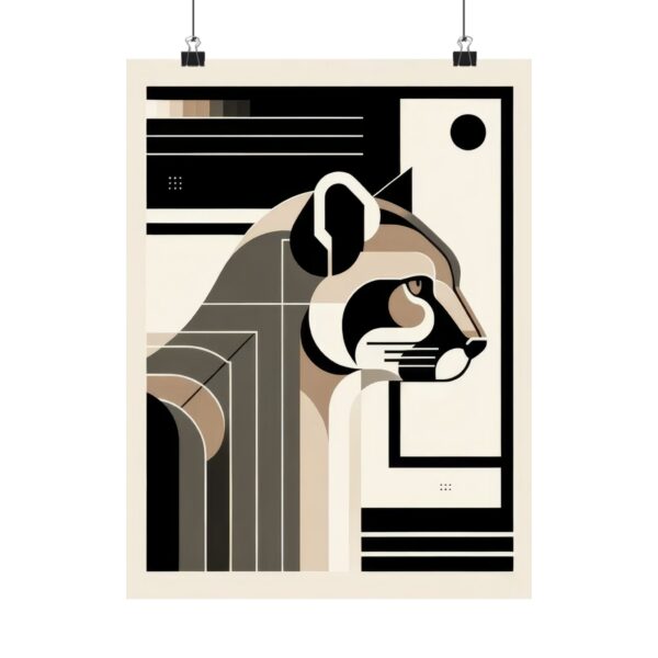 North American Puma Abstract Minimalist Bauhaus Art Wall Poster Animal Big Cat