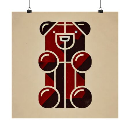 Gummy Bear - Maroon Red Architecture Abstract Minimalist Wall Art Poster Geometric