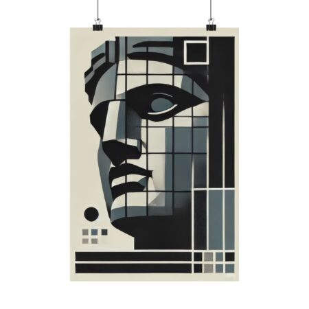 Geometric Abstract Wall Poster, David Prometheus Minimalist Art Print, Matte Vertical Decor, Modern Home Office Decor, Minimalist Geometric