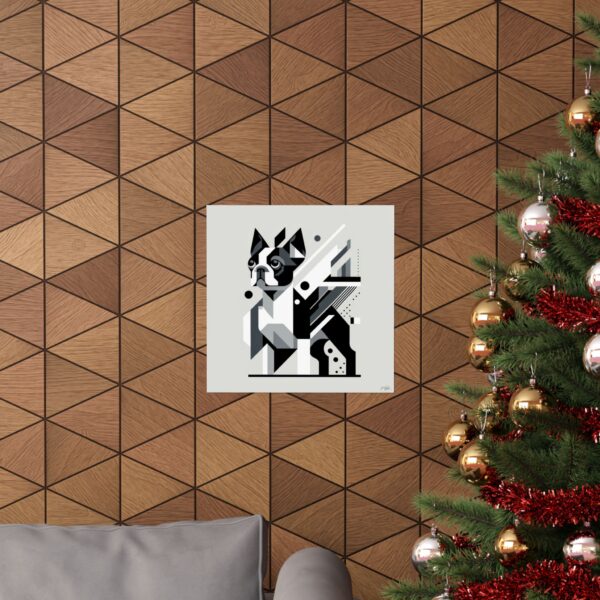 Dog Lover Wall Art, Boston Terrier Minimalist Poster, Geometric Bauhaus Print, Cubist Home Decor, Matte Vertical Art Print, Animal Pet - Image 4