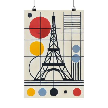 Bauhaus Wall Art, Eiffel Tower Abstract Minimalist Poster, Architecture Decor, Matte Vertical Print, Home Office Design, Paris Travel Gift,