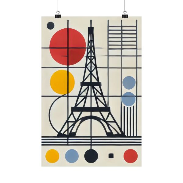 Bauhaus Wall Art, Eiffel Tower Abstract Minimalist Poster, Architecture Decor, Matte Vertical Print, Home Office Design, Paris Travel Gift,