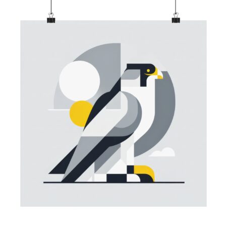 Vertical Wall Art Poster, Peregrine Falcon Bird Raptor Bauhaus Animal Abstract Minimalist Print, Home Decor, Nature Lover Gift, Wildlife