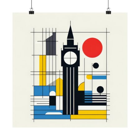 Big Ben Abstract Minimalist Wall Art Poster Bauhaus Architecture Landmark