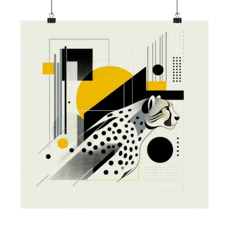 Cheetah Abstract Minimalist Bauhaus Art Wall Poster Animal Brutalist