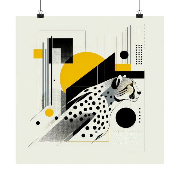 Cheetah Abstract Minimalist Bauhaus Art Wall Poster Animal Brutalist