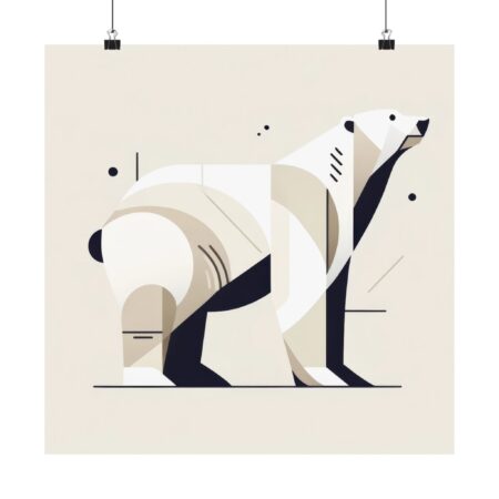 Polar Bear Abstract Minimalist Bauhaus Art Wall Poster Animal