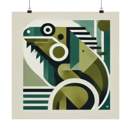 Iguana Lizard Abstract Minimalist Bauhaus Art Wall Poster Animal