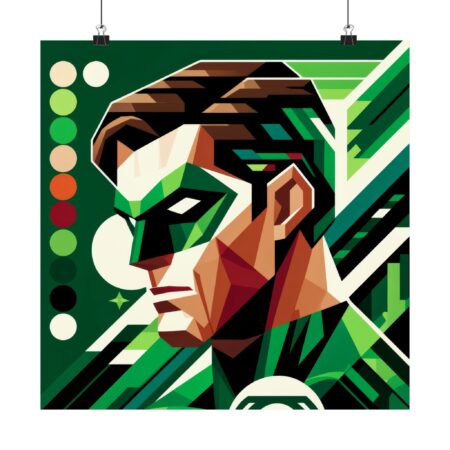 Green Lantern Minimalist Poster, Hal Jordan Art Print, Matte Vertical Wall Art, DC Comics Superhero Decor, Comics Fan Gift