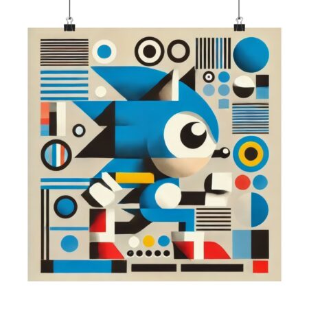 Vertical Poster, Sonic the Hedgehog Abstract Minimalist Cubist Poster. Matte Wall Art, Home Decor, Gaming Art Print, Kids Room Decor, Gift