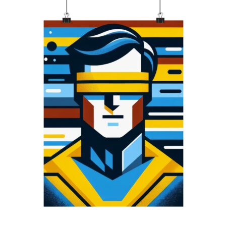 Geometric Cyclops X-Men Abstract Wall Poster, Minimalist Colorful Art Print, Matte Vertical Decor, X-Men '97 Poster, Cyclops Fan Gift,