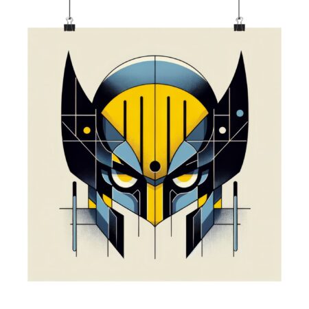 Wolverine Cowl Helmet Poster, X-Men Abstract Art Print, Bauhaus Cubism Wall Art, Minimalist Decor, Geek Gift, Marvel Fan, Unique Home Decor,