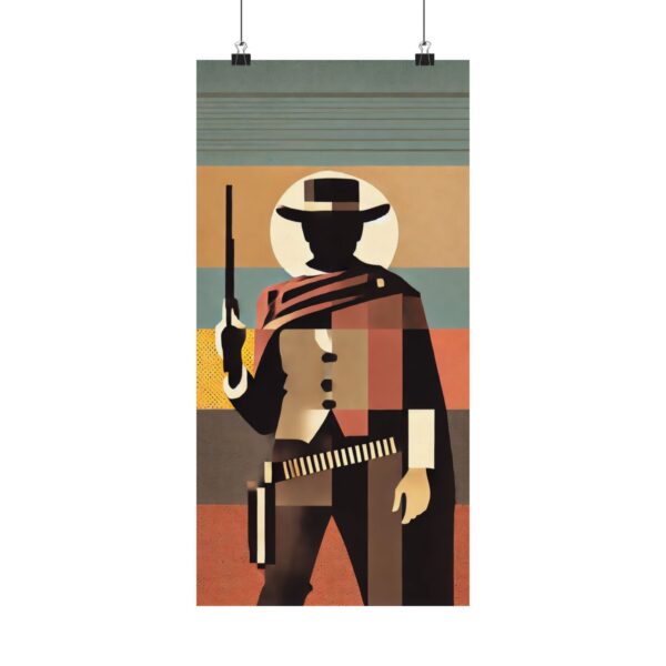 Vertical Poster Clint Eastwood Cowboy Gunslinger Abstract Minimalist Cubism Wall Art Print, Matte Artwork Room Decor, Western Film Fan Gift,